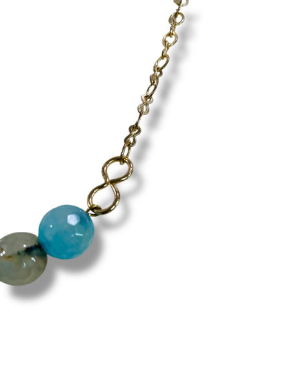 Goldtone Chain Blue Beaded Necklace 20"