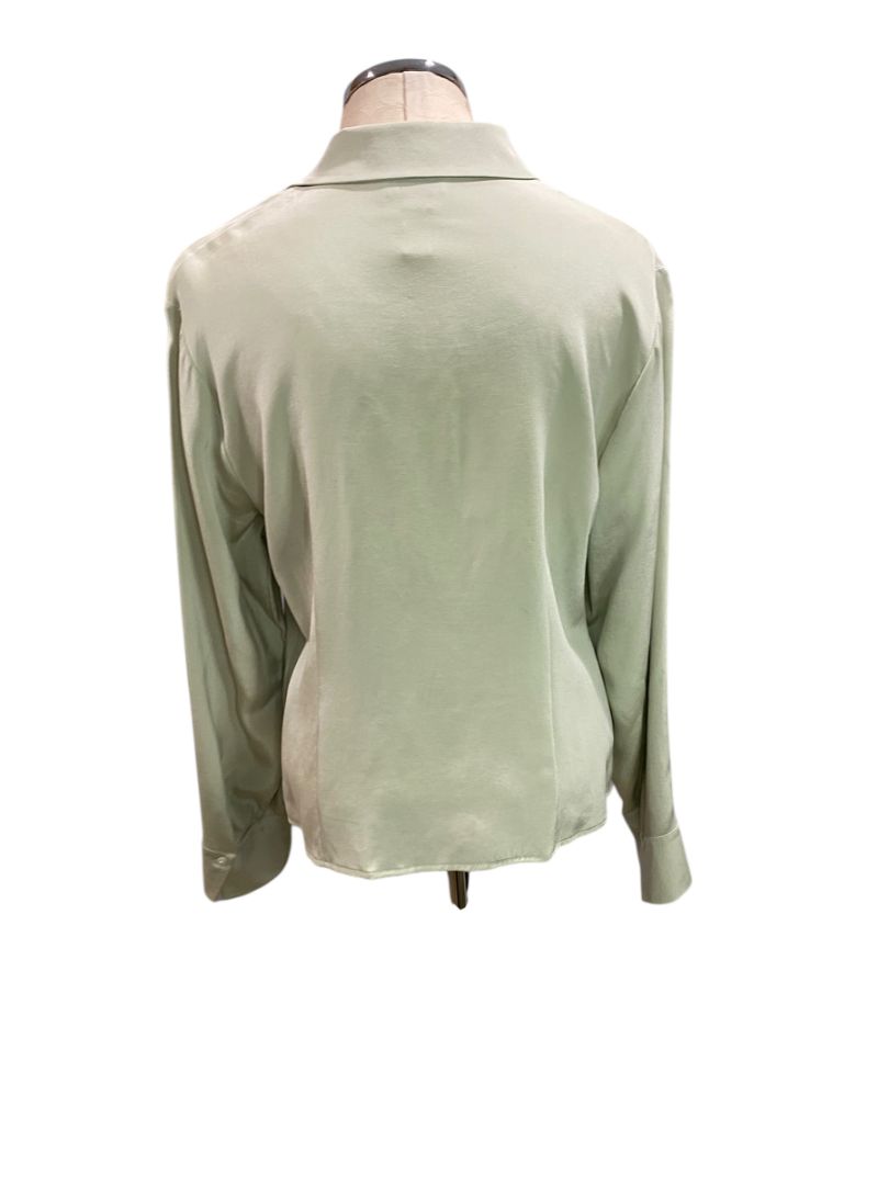 Size 16P Talbots Petites Stretch Silk Blend Womens Button Up Shirt