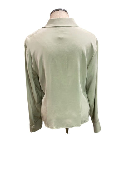 Size 16P Talbots Petites Stretch Silk Blend Womens Button Up Shirt