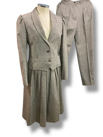 Size 10/12 Intuitions Womens 1980s Wool Blend Suit Pants Skirt Jacket