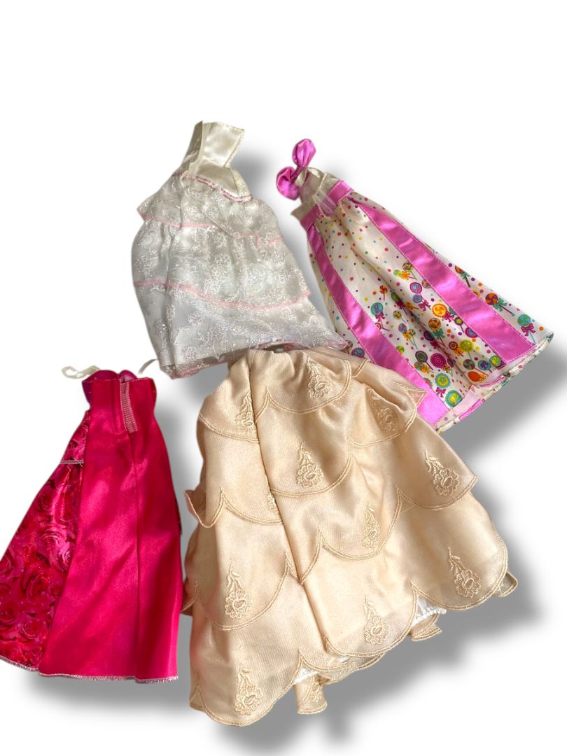 Lot of 4 1980s Fashion Doll Gowns Lot Fits Barbie 11.5 Inch Dolls