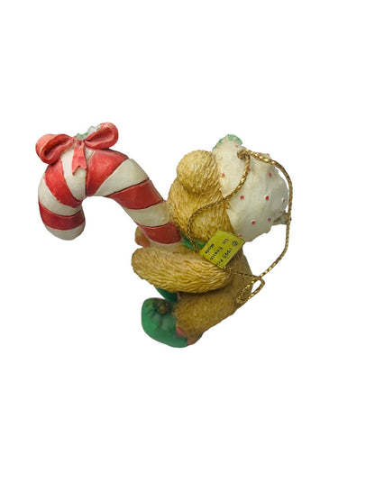 1995 Enesco Priscilla Hilman Cherished Teddie  Christmas Ornament Candy Cane 3"