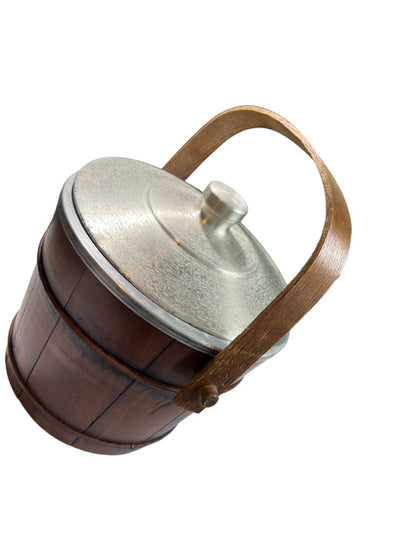 Kennedys Brothers Wooden Metal Barrel Ice Bucket Vintage