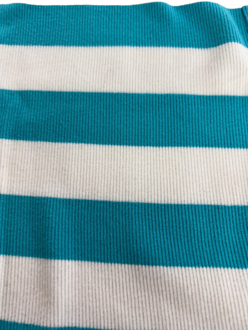 Size 8 Hanna Andersson Girls Striped Tank Top Teal White Pima Cotton