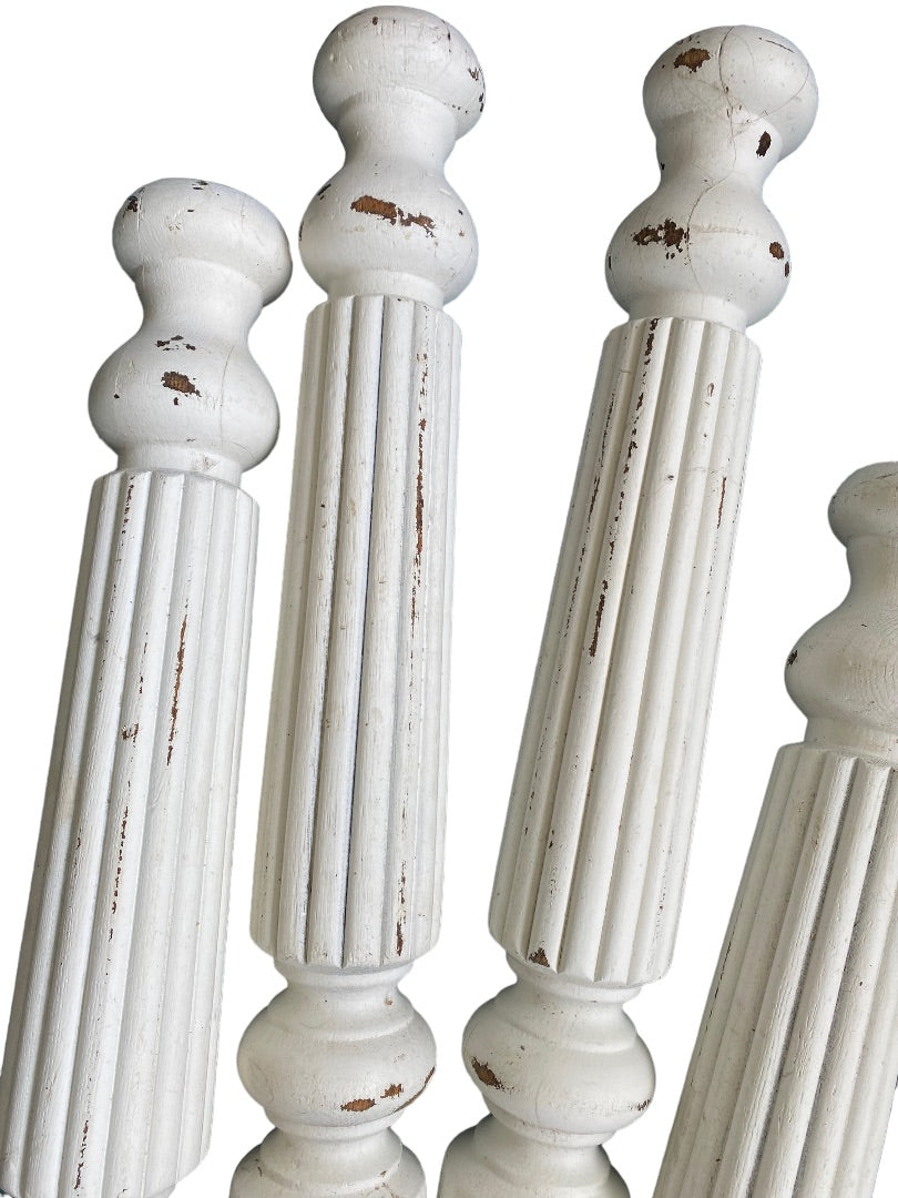 Set of 5 Vintage Salvage White Table Legs Distressed Solid 24"h x 3" Diameter