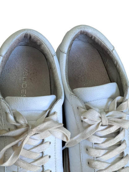 Size 9 JSlides Women's LUCKI Lace-up Round toe Platform Sneaker White Leather