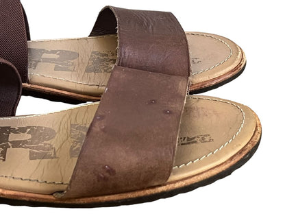 Size 9.5 Sorel Ella Leather Upper Sandals Brown Elastic Slip On