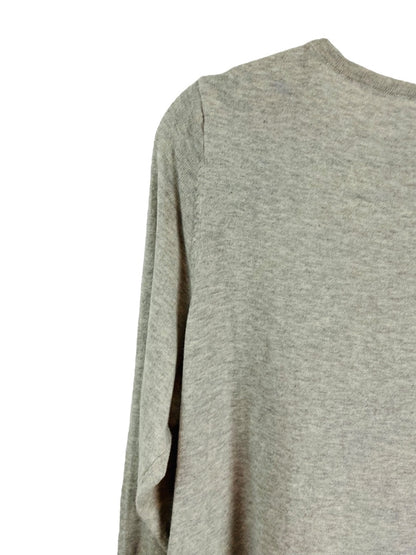 Large LOGO by Lori Goldstein Lightweight Gray Sweater Cashmere Blend Flounce Hem Lace Detail