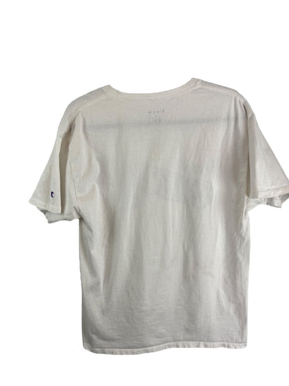 Large Champion Men's White Tshirt Short Sleeve "Greetings from the Champion Athletic Club"