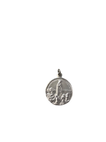 Double Sided Silvertone Charm Nassa Rosario Da Fatima 1977 .6" Diameter Catholic Medal