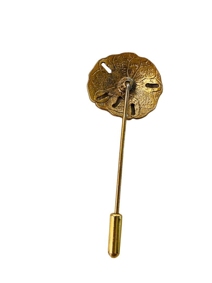 Vintage Goldtone Coppertone 2"l Stick Pin Sand Dollar Design (3/4")