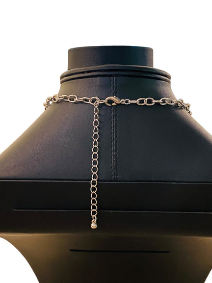 Silvertone Necklace Pink and Mauve Acrylic Faceted Beads 16-19" with 3" Drop