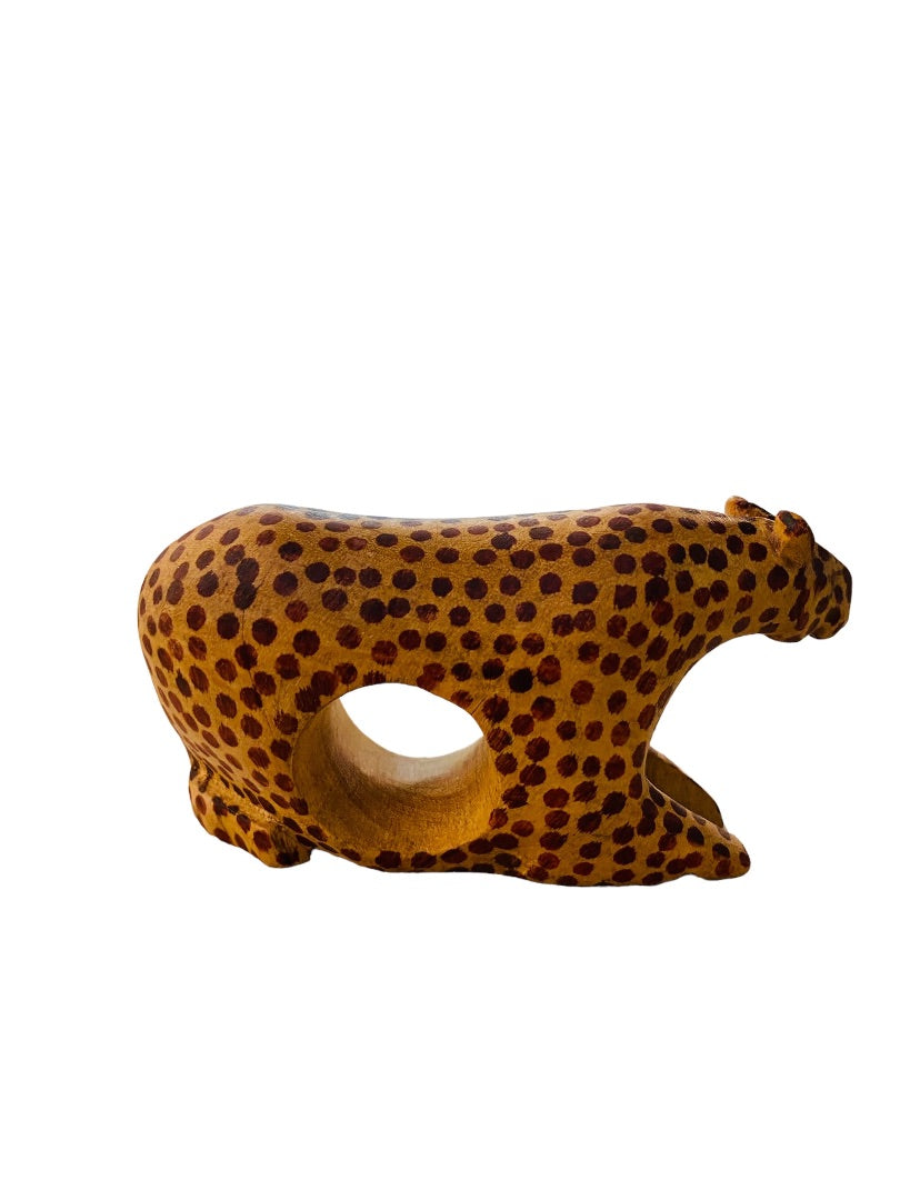 Napkin Rings Holder Wooden Safari Theme Giraffe Leopard Free Standing