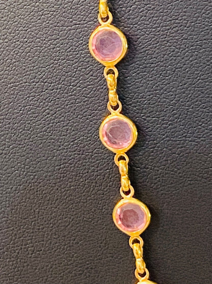 Goldtone Pink Signed Avon 22.5" Necklace Lobster Clasp