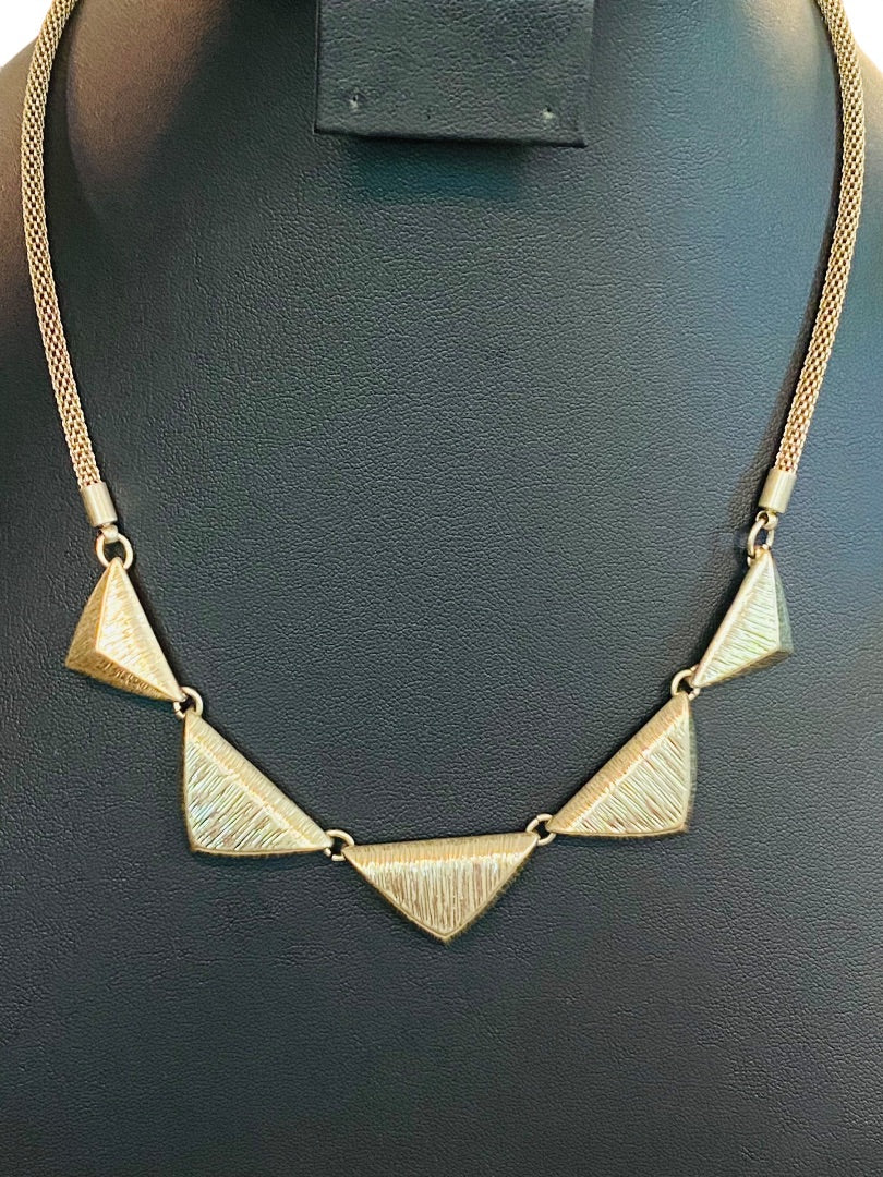 Goldtone Triangle Necklace 17"-20" Lays Flat Lobster Clasp