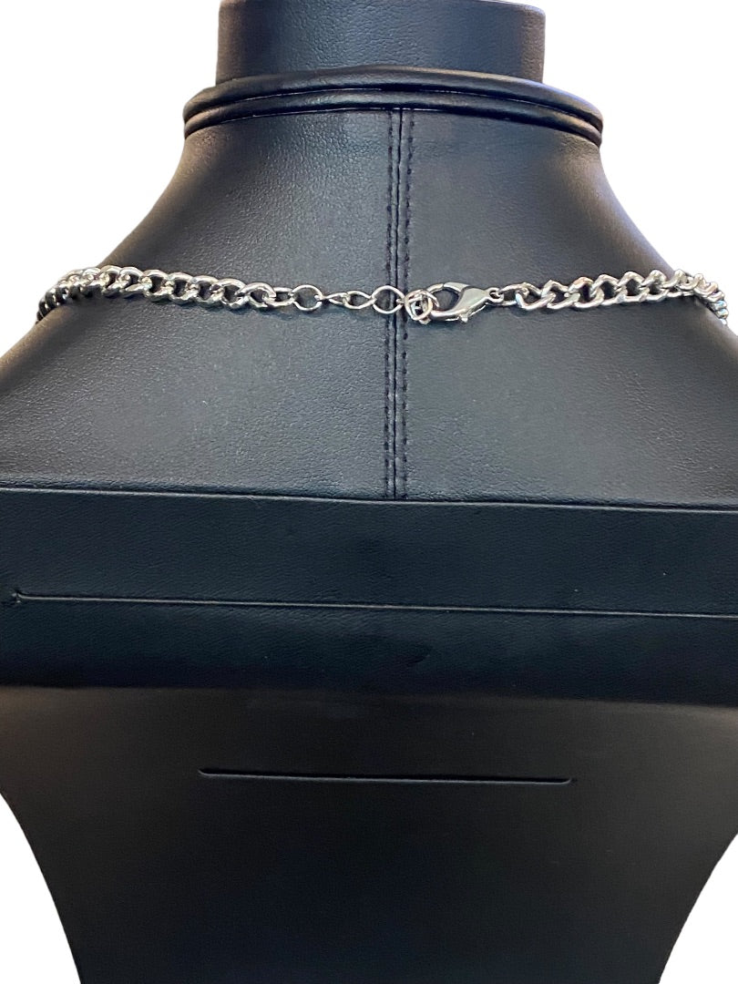 Silvertone Green Yellow 18-19" Statement Necklace Beaded Green Yellow