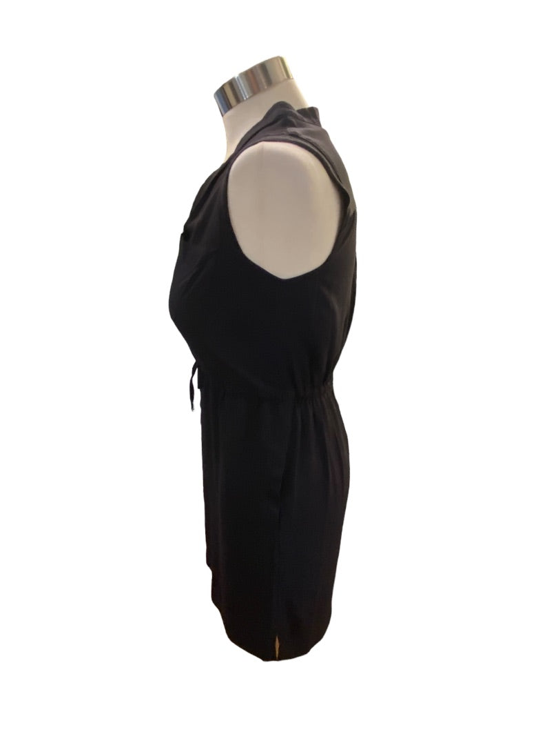 XS LOFT Black Lightweight Summer Dress V-Neck Sleeveless Rayon Black Pockets