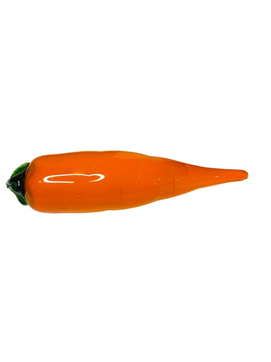 Art Glass Decorative Orange Green Carrot 7.25" Realistic