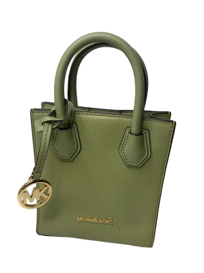 Michael Kors New Green Pebbled Leather Mercer Extra Satchel Crossbody Strap Light Sage