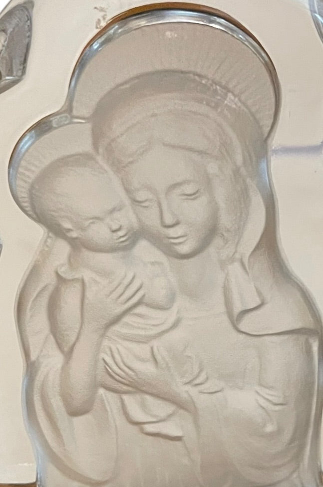 Vintage Virgin Mary & Infant Jesus Art Glass Figurine