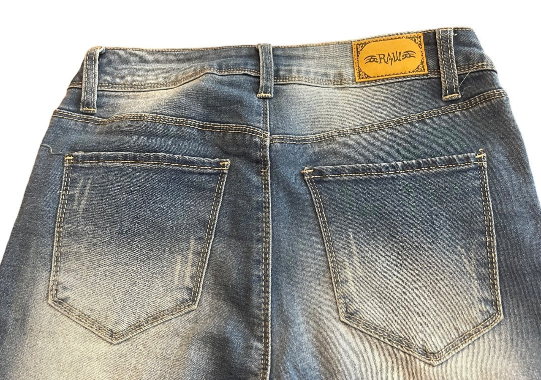 Sie 7 Raw Original Junior Womens Distressed Skinny Jeans Stretch Denim