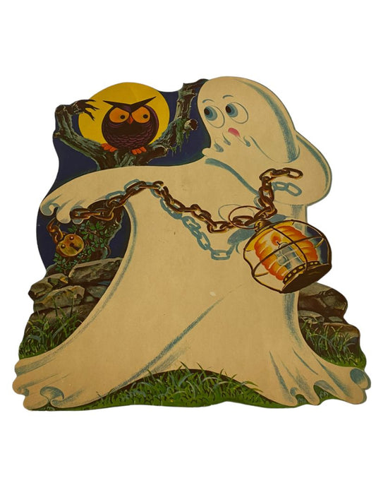 Ghost Owl Chains Cut Out Vintage Halloween  Decoration Cardboard Measures 16.25" x 13"