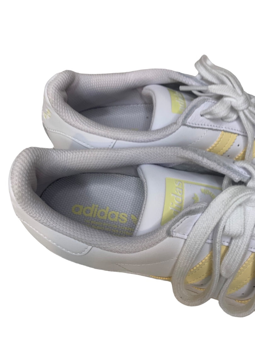 Size 9.5 Adidas Originals Womens White Yellow Superstar Sneakers GY2073