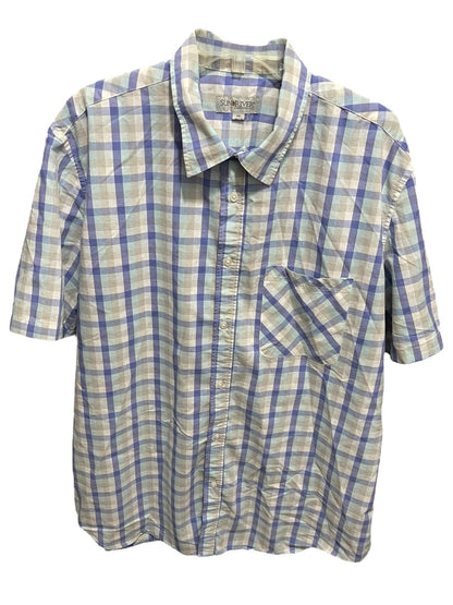 XXL Sun River Clothing Co. Short Sleeve Button Up Mens Shirt Plaid Blue