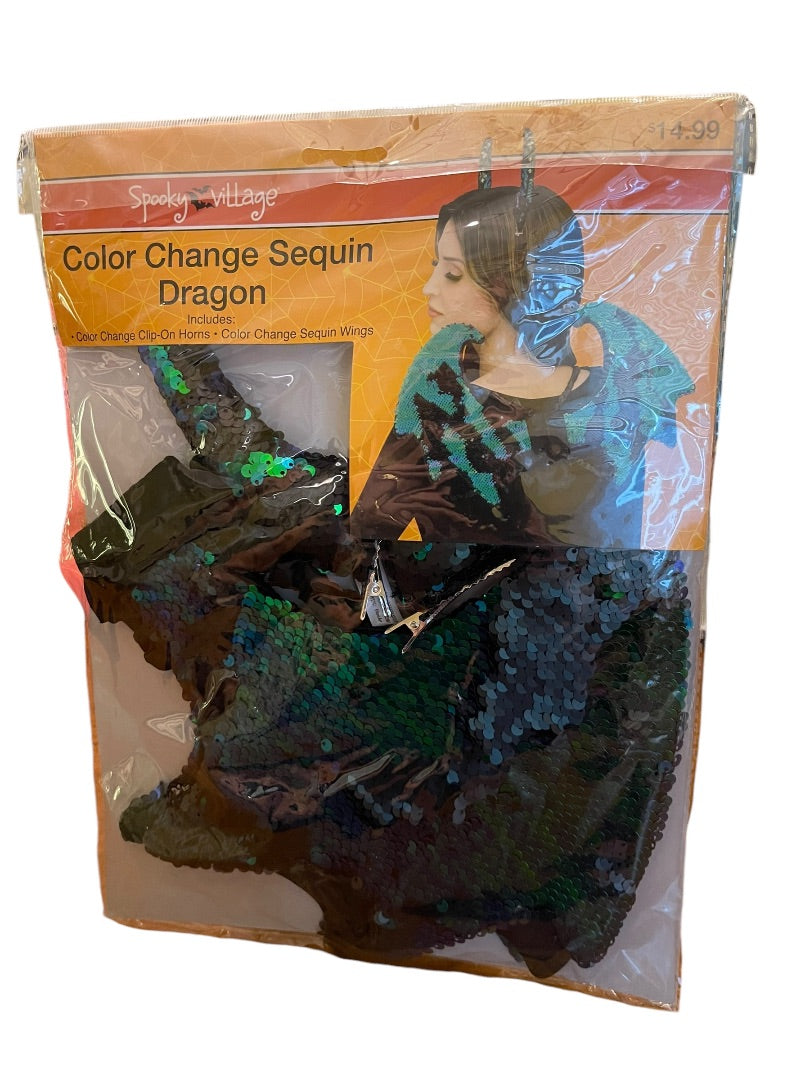 Spooky Village Color Change Sequin Dragon Horns & Wings # 409746 NEW