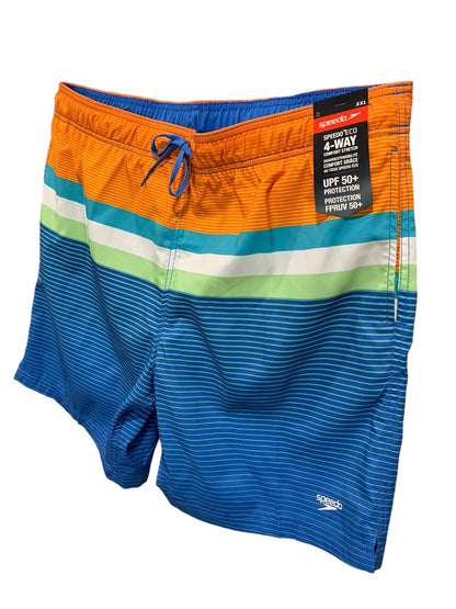 XXL Speedo Mens New Swim Trunks Lined Spicy Orange Striped