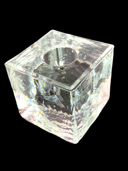 Art Glass Vintage Cube Candle Holder Taper 2 Inches