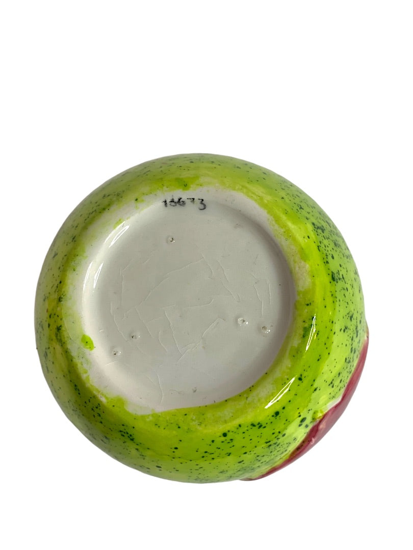 Green Lidded Jar 3.5 Inches High Heel Heart XO Glazed Ceramic