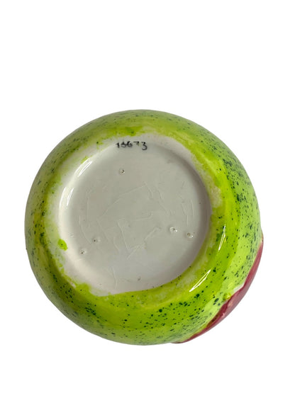 Green Lidded Jar 3.5 Inches High Heel Heart XO Glazed Ceramic