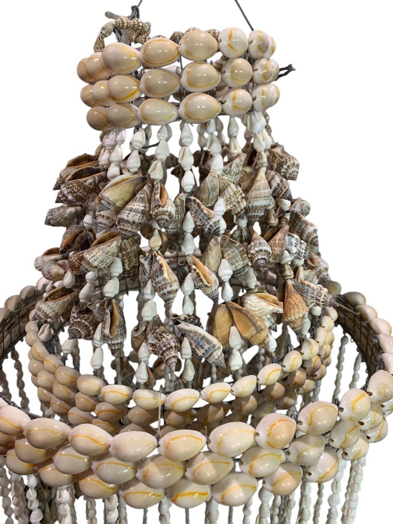 Vintage 48 Inch Seashell Windchime Chandelier Spiral Boho Coastal Chic