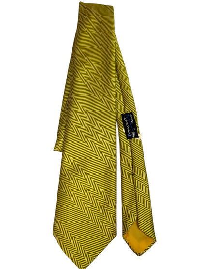 Vintage 1970s Mens Necktie Tie Yellow Gray Polyester Penneys Towncraft