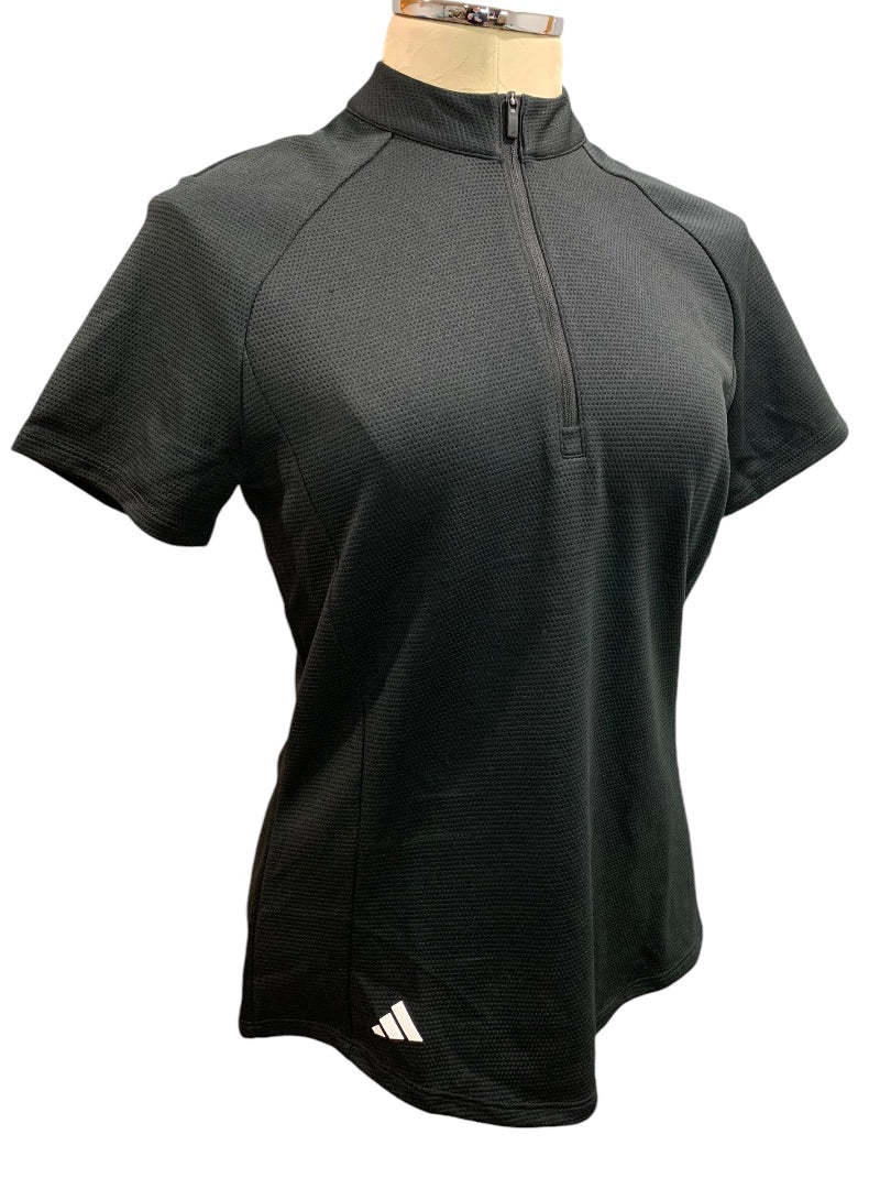 Small Adidas Golf Womens New Short Sleeve 1/4 Zip Shirt Black HT1306