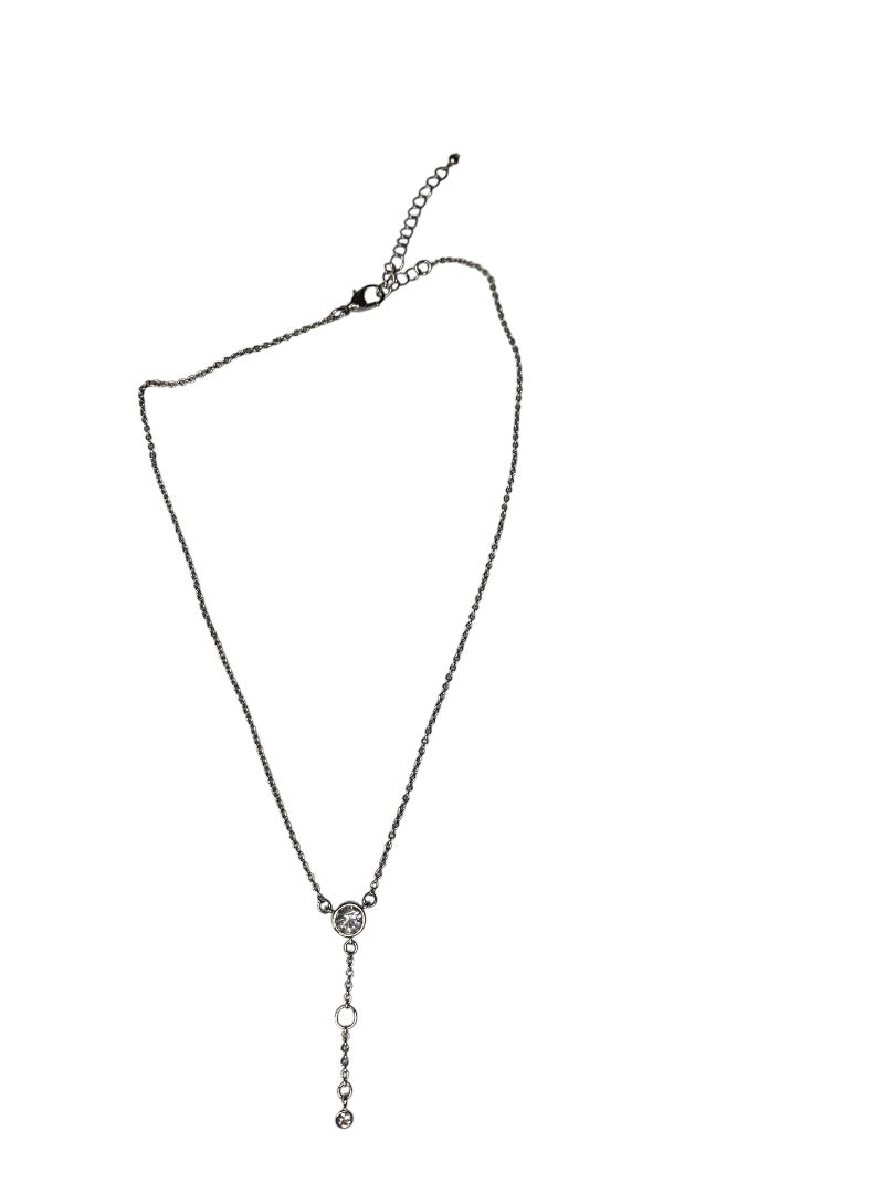 Silvertone Necklace Drop Pendant 16-18.5 Inches Lobster Clasp