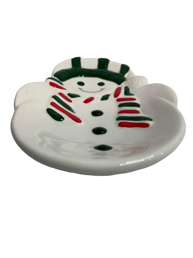 Allure 1997 Holiday Winter Snowman Soap Dish Ceramic