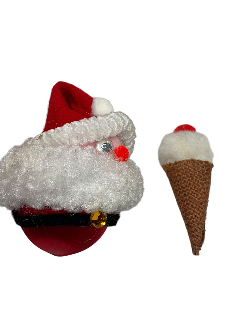 1980s Handmade Christmas Ornaments Santa Ice Cream Cone Kitschy