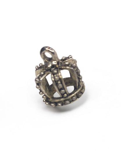 Silvertone Crown Charm Pendant Dimensional .5 Inch