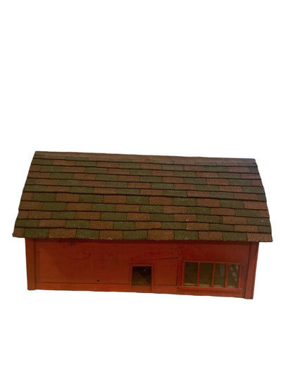 Vintage Primitive Wooden Farmhouse Miniature Barn Shed 1940s Red 27.5 Inches