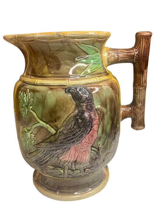 Belfields Prestonpans Scotland Majolica English Hawk Pitcher Repaired 9.5 Inch