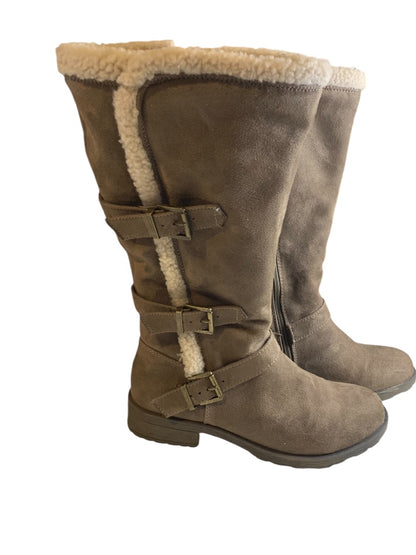 Size 8M Santell Womens Winter Boots Dark Taupe Fleece Lined