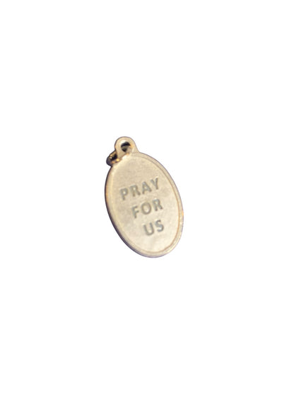 Silvertone Catholic Medal Charm Our Lady of Assumption Pray for Us 1 Inch