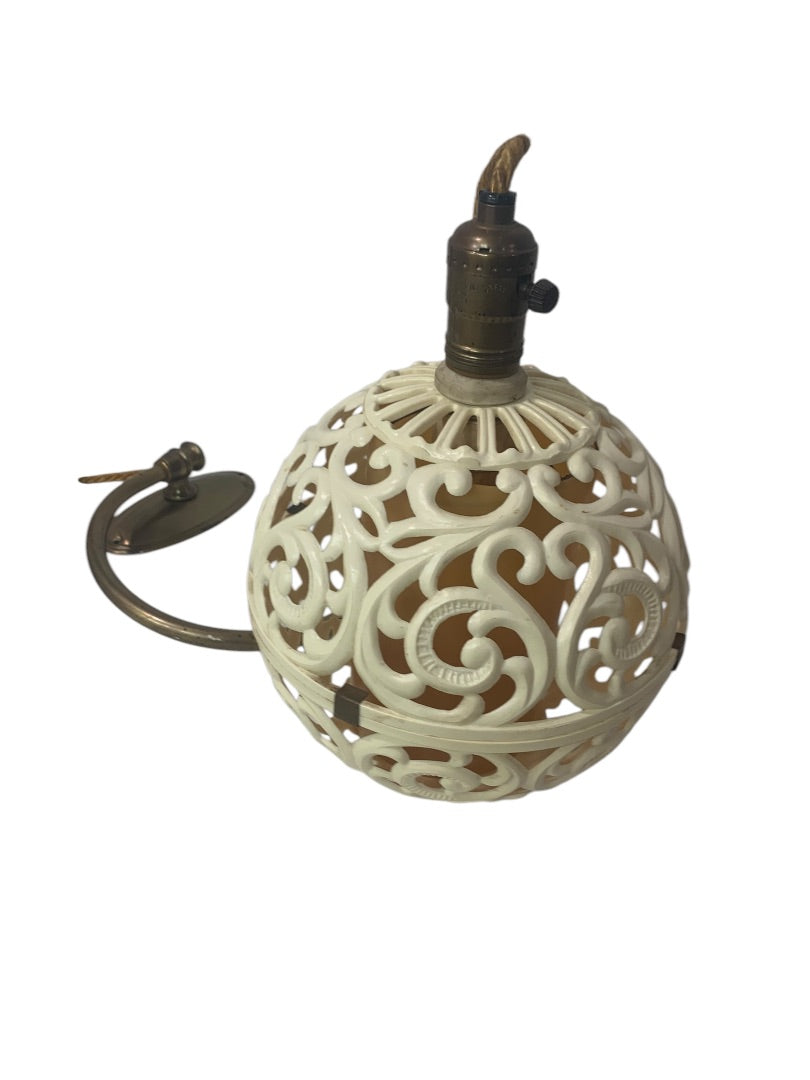 Hard Plastic MidCentury Light Fixture Hanging Plug in Working