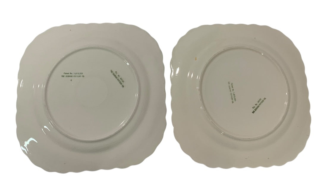 The Sebring Pottery Co Set of 2 Square Luncheon Plates 9.25 Inch