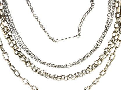 Icing MultiStrand Layered Chain Link Silvertone Goldtone Adjustable Necklace 15"