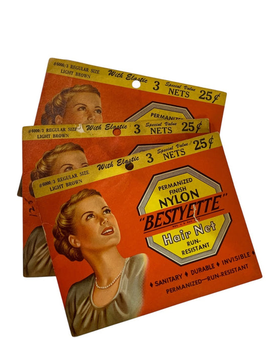 Vintage Bestyette Hair Net 3 Packs Regular Size Light Brown Scranton PA