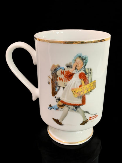 1981 Norman Rockwell Porcelain Pedestal Mug "Hide Your Eyes" The Danbury Mint