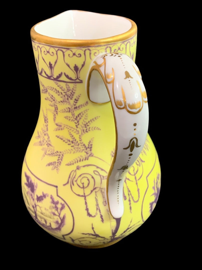 1980s Frankin Mint Fine Porcelain Creamer Collection Yellow Purple Gold 5 Inch
